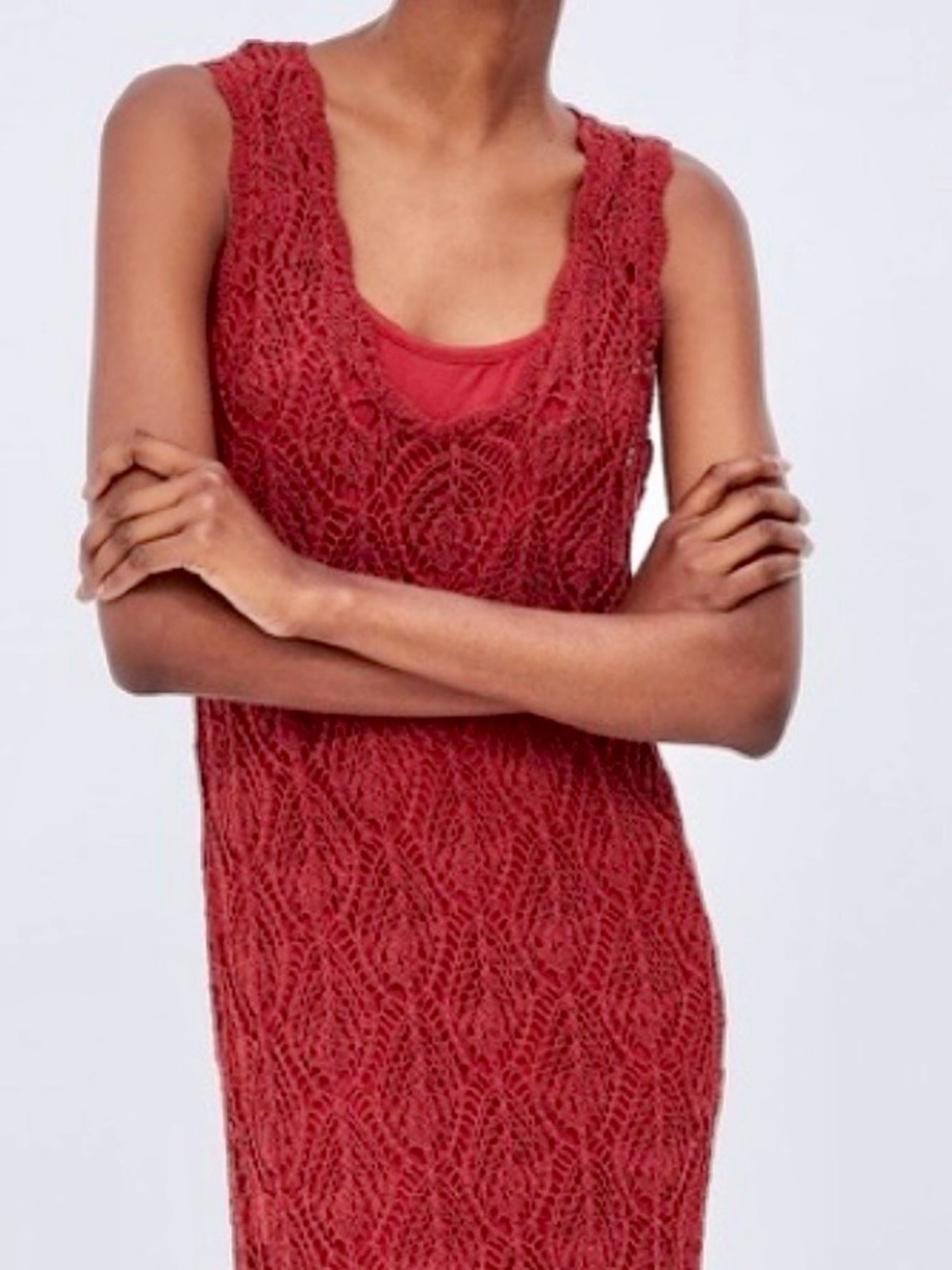 Zara Open Crochet Maxi Dress in Brick - Picture 11 of 13